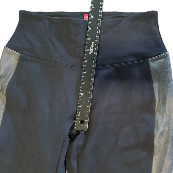 SPANX- Women’s Faux Leather Panel Black Ponte Knit Legging, Size Medium - Picture 10 of 14